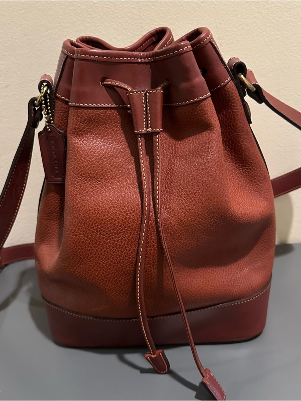 Vintage Coach Darcy Style 4229 (1994) Brown Leather Drawstring Bucket Bag